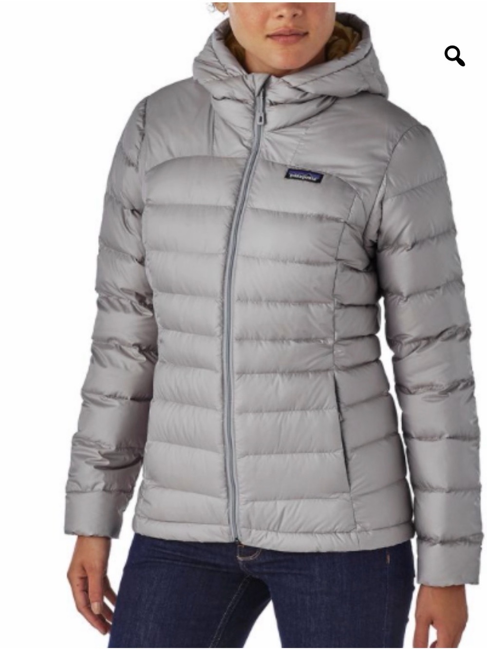 Patagonia Light Gray Women's Hooded Puffer Jacket Hi-Loft Down Hoody XS